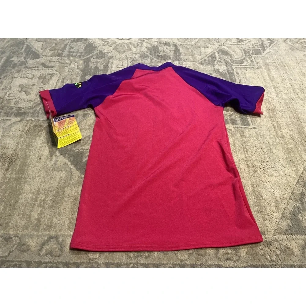 New Radicool Skins Youth Sz 12 Sun‎ Swim SS Shirt UPF 100+ Rash Guard Pink
